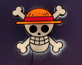Anime Pirate Skull LED Wall Lamp – Anime Style Gaming Room Decor – USB Ambient Light – Anime Wall Light – Gamer Gift – Setup Light