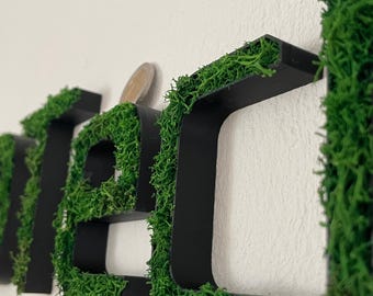 Personalized moss lettering made from 3D print | Reindeer moss | Custom wall decor | Oxanium