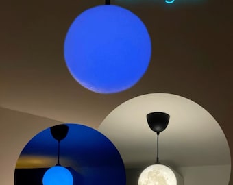 Moon hanging lamp Ø 205 mm – full-fledged ceiling light optionally with or without E27 socket – with night-glow effect