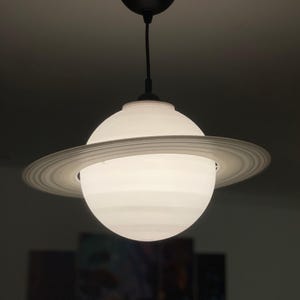Saturn pendant lamp Ø 400 mm – 3D-printed ceiling light made of PLA – available with E27 LED set (black, white) or lampshade only
