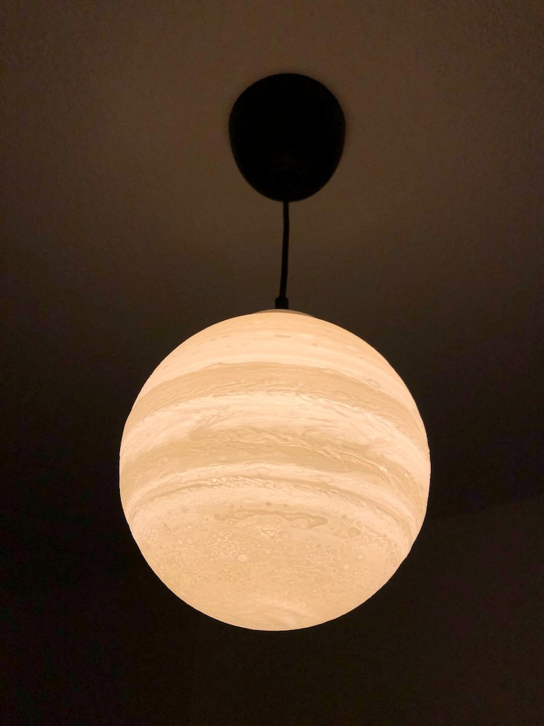 Jupiter Pendant Lamp 205 mm – 3D-printed pendant light | Fully functional ceiling lamp made of PLA with E27 socket and LED for living room, children's room image 5