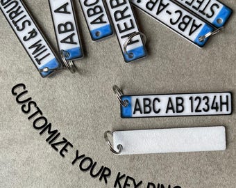 Individual keyring in license plate look – personalizable with desired text