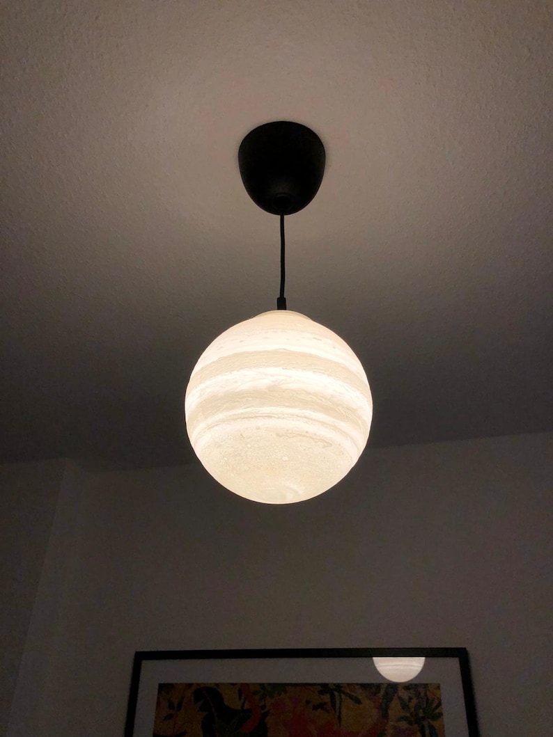 Jupiter Pendant Lamp 205 mm – 3D-printed pendant light | Fully functional ceiling lamp made of PLA with E27 socket and LED for living room, children's room image 6