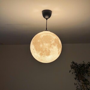 XXL Mondlampe 40 cm – 3D-gedruckte Hängelampe mit Kraterstruktur | E27 + LED oder nur Lampenschirm
