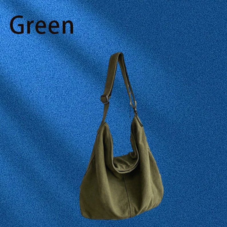 Einfache Umhängetasche, Vintage Einzelschultertasche mit großer Kapazität, gewaschene alte Messenger-Tasche, lässige Umhängetasche, Schulanfang, Segeltuchtasche Green