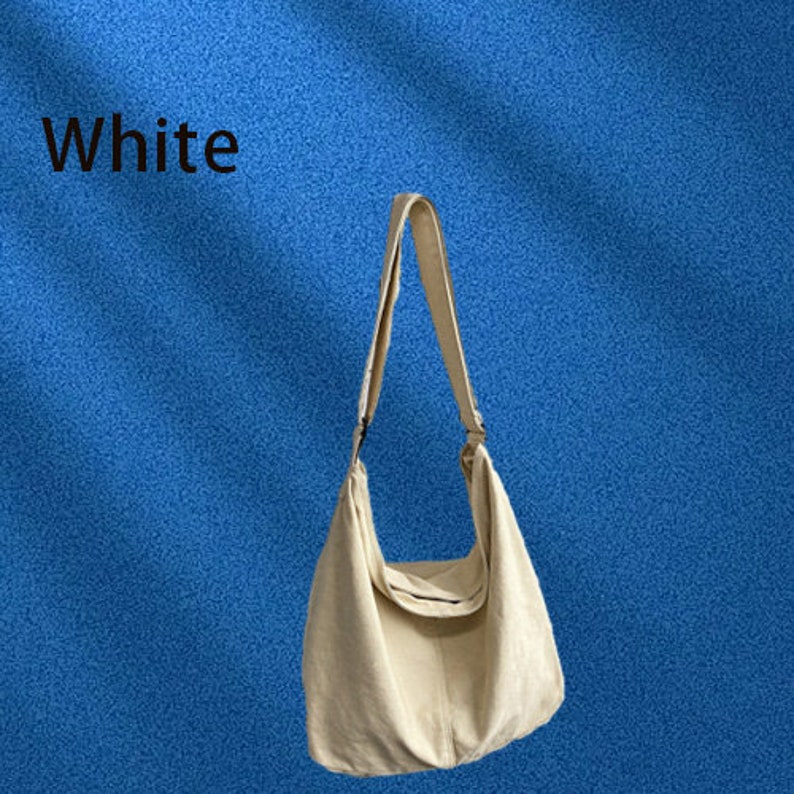 Einfache Umhängetasche, Vintage Einzelschultertasche mit großer Kapazität, gewaschene alte Messenger-Tasche, lässige Umhängetasche, Schulanfang, Segeltuchtasche White