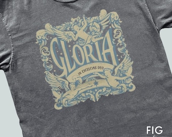 Gloria Vintage Angel Shirt, Retro Christian T-Shirt, Christianity Washed Vintage Angel Tee, Angel Wings TShirt, Angelic Oversized Tee, Baggy