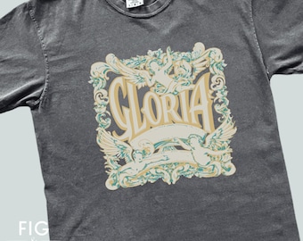 Gloria Vintage Angel Shirt, Retro Christian T-Shirt, Christianity Washed Vintage Angel Tee, Angel Wings TShirt, Angelic Oversized Tee, Baggy