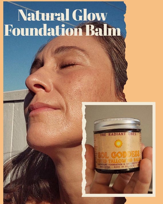 SOL GODDESS Tinted Tallow Balm for Face | Sun- Kissed Glow Makeup | Natural Mineral Foundation - 50g