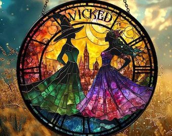 Elphaba and Glinda Besties Acrylic Suncatcher, Wicked Christmas Ornament, Wickeds Merch, Wicked Musical Movie Fan Xmas Gift, Wickeds Merch