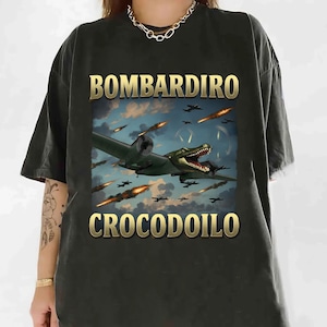 Bombardiro Crocodilo Funny Brainrot Comfort Shirt, Weird Meme Tee, Weird Clothes, Italian Brainrot Meme, Crocodile Tee, Trending Tee
