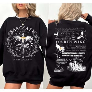 Basgiath War College 2-Sided Sweatshirt, Fourth Wing Comfort colors Shirts, The Empyrean Series, Violet Sorrengail Fantasy Book, Fourth Wing