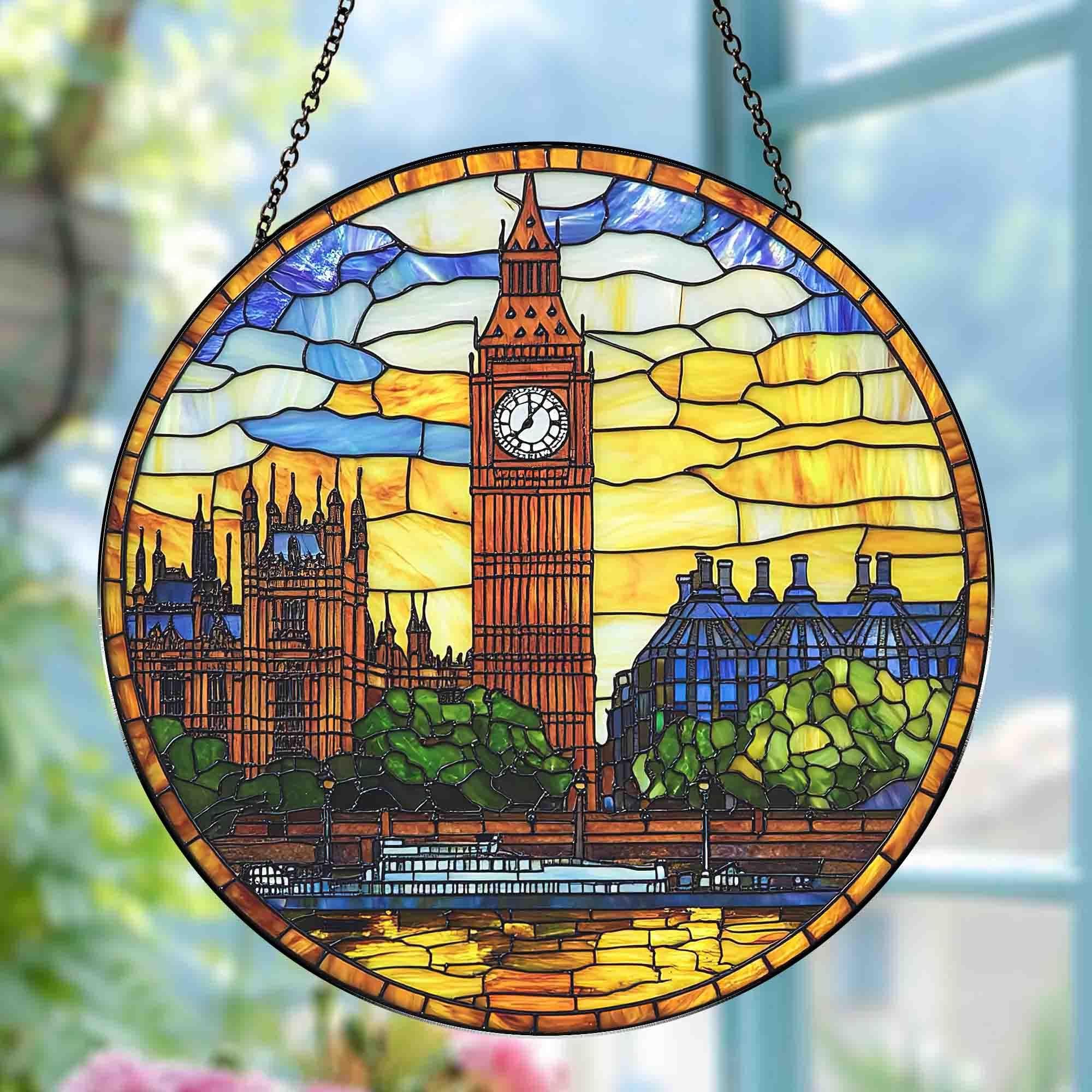 ステンドグラス 街並みパネル ステンドグラス 街並みパネル