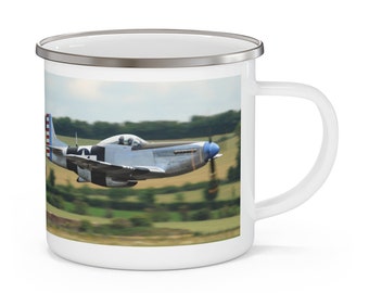 P51 Mustang Camping Mug D Day 80 Gift for Boyfriend Husband WW2 Enthusiast Enamel Camping Mug Battle for Normandy Overlord