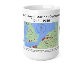 Taza D Day 80 Royal Marines History 47 Commando Edición limitada Operación combinada Sello Regalo Tazas de café de cerámica, taza de 11 oz, 15 oz