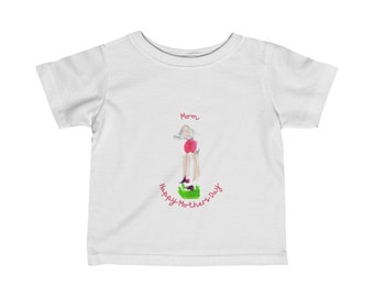 Niedliches Gemälde zum Muttertag, T-Shirt aus feinem Jersey für Babys, Mama, Mama, Mama, Mama, Mama