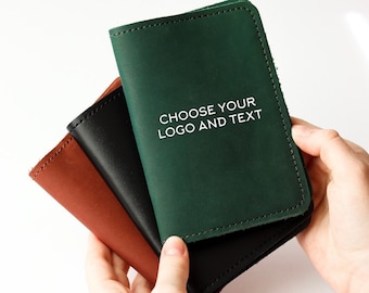 Personalized leather passport cover with your text and logo, passport holder, custom passport book cover,  passport sleeve, travel gift