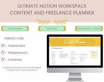 Plantilla de espacio de trabajo de Ultimate Notion: planificador de contenido y autónomo para creativos