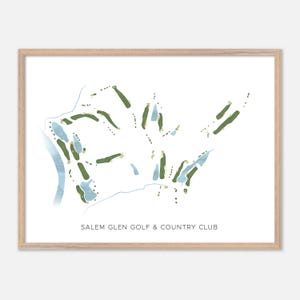Salem Glen Golf & Country Club a Clemmons, North Carolina - Mappa moderna ad acquerello / Regalo per golfisti, Arte murale per golf, Stampa poster per golf