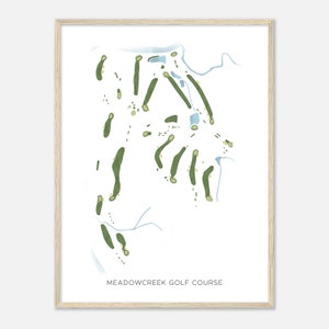 Meadowcreek Golf Course, Virginia - Moderne aquarelkaart | Golfer cadeau, golf kunst aan de muur, golf poster print, baanindeling