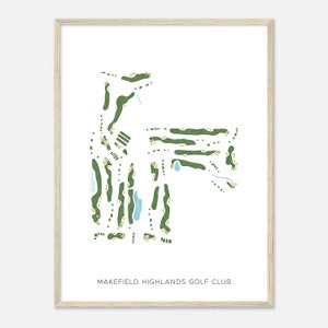 Makefield Highlands Golf Club, Pennsylvania - Modern Watercolor Map | Golfer Gift, Golf Wall Art, Golf Poster Print, Course Layout