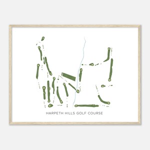 Harpeth Hills Golf Course, Tennessee - Moderne aquarelkaart | Golfer cadeau, golf kunst aan de muur, golf poster print, baanindeling
