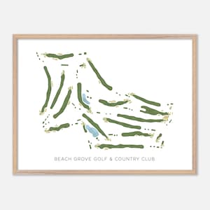 Beach Grove Golf & Country Club a , Canada - Mappa moderna ad acquerello / Regalo per golfisti, Arte murale per golf, Stampa poster per golf, Layout del campo