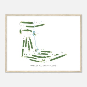 Valley Country Club, Pennsylvania - moderne aquarelkaart | Golfer cadeau, golf kunst aan de muur, golf poster print, baanindeling