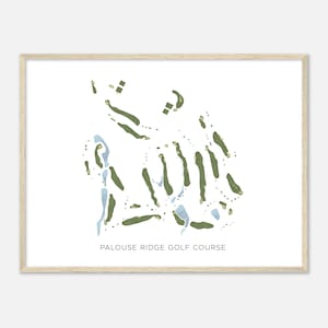 Palouse Ridge Golfbaan, Washington - Moderne aquarelkaart | Golfer cadeau, golf kunst aan de muur, golf poster print, baanindeling