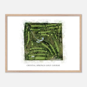 Crystal Springs Golf Club in Seymour, Wisconsin - Klassische Aquarell Karte | Golfer Geschenk, Golf Wandkunst, Golf Poster Druck, Platz Layout