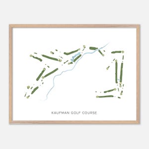 Parcours de golf de Kaufman au Wyoming, Michigan - Carte aquarelle moderne | Cadeau golfeur, oeuvre d'art murale de golf, impression d'affiche de golf, aménagement du parcours
