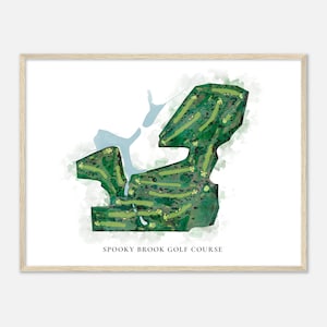 Spooky Brook Golfspieler, New Jersey - Klassische Aquarell Karte | Golfer Geschenk, Golf Wandkunst, Golf Poster Druck, Platz Layout