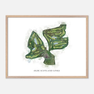 Olde Scotland Links in Bridgewater, Massachusetts: klassieke aquarelkaart | Golfcadeau, golfmuurkunst, golfposterprint, baanindeling
