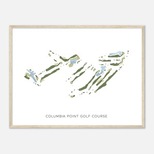Columbia Point-golfbaan, Washington - Moderne aquarelkaart | Golfer cadeau, golf kunst aan de muur, golf poster print, baanindeling
