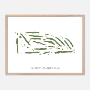 Hillcrest Country Club a Lincoln, Nebraska - Mappa moderna ad acquerello / Regalo per golfisti, Arte murale per golf, Stampa poster per golf, Layout del campo