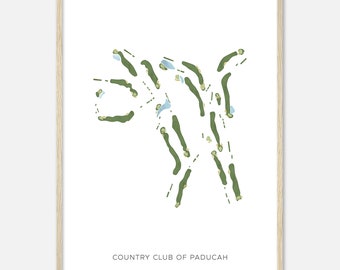 Country Club of Paducah, Kentucky - Modern Watercolor Map | Golfer Gift, Golf Wall Art, Golf Poster Print, Course Layout