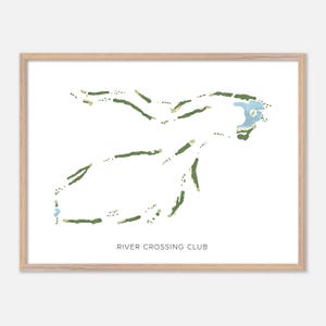 River Crossing Club à Spring Branch, Texas - Carte aquarelle moderne | Cadeau golfeur, oeuvre d'art murale de golf, impression d'affiche de golf, aménagement du parcours