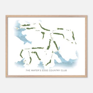 The Water's Edge Country Club a Penhook, Virginia - Mappa moderna ad acquerello / Regalo per golfisti, Arte murale per golf, Stampa poster per golf