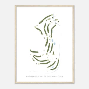 Edelweiss Chalet Country Club, Wisconsin - Mappa acquerello moderna / Regalo per golfisti, Arte da parete per golf, Stampa poster di golf, Layout del campo
