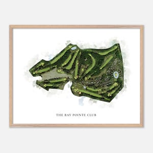 The Bay Pointe Club a Wareham, Massachusetts - Mappa classica ad acquerello / Regalo per golfisti, Arte murale per golf, Stampa poster per golf, Layout del campo
