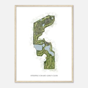 Steeple Chase Golf Club, Illinois - mapa clássico em aquarela | Presente para golfista, arte de parede de golfe, impressão de pôster de golfe, layout do campo