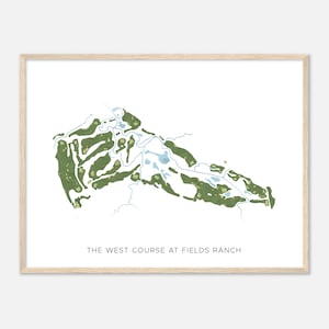 The West Course bij Fields Ranch in Frisco, Texas: moderne aquarelkaart | Golfcadeau, golfmuurkunst, golfposterprint, baanindeling
