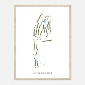 Alpine Golf Club, Michigan - Modern Watercolor Map | Golfer Gift, Golf Wall Art, Golf Poster Print, Course Layout