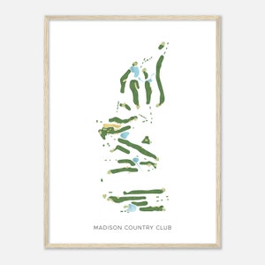 Madison Country Club, Connecticut - Mappa acquerello moderna / Regalo per golfista, Arte da parete per il golf, Stampa poster di golf, Layout del campo