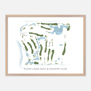 Silver Lakes Golf & Country Club a East Gwillimbury, Canada - Mappa moderna ad acquerello / Regalo per golfisti, Arte murale per golf, Stampa poster per golf