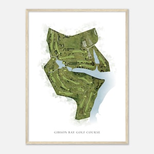 Gibson Bay Golf Club, Kentucky - Klassische Aquarell Landkarte | Golfer Geschenk, Golf Wandkunst, Golf Poster Druck, Platz Layout