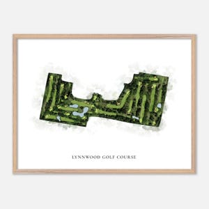 Lynnwood Golf Club in Lynnwood, Washington - Klassische Aquarell Karte | Golfer Geschenk, Golf Wandkunst, Golf Poster Druck, Platz Layout