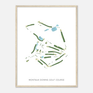 May include: A printable map of the Montauk Downs Golf Course, featuring a green and white color scheme. The map shows the layout of the golf course, including the fairways, greens, and water hazards.