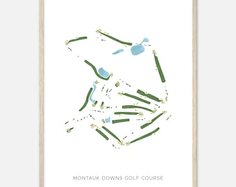 Montauk Downs Golf Course, New York - Modern Watercolor Map | Golfer Gift, Golf Wall Art, Golf Poster Print, Course Layout
