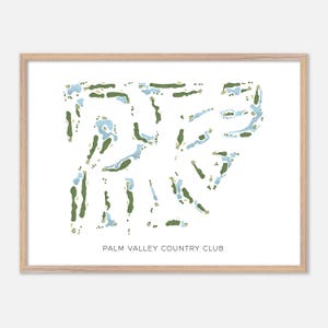 Palm Valley Country Club in Palm Desert, Californië: moderne aquarelkaart | Golfcadeau, golfmuurkunst, golfposterprint, baanindeling